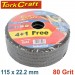 FLAP DISC ZIRCONIUM 115MM 80 GRIT FLAT 4+1 FREE